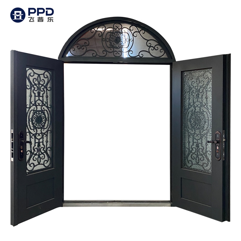 Professional Manufacturer Wrought Iron Doors Double Exterior wrought iron entrance door
