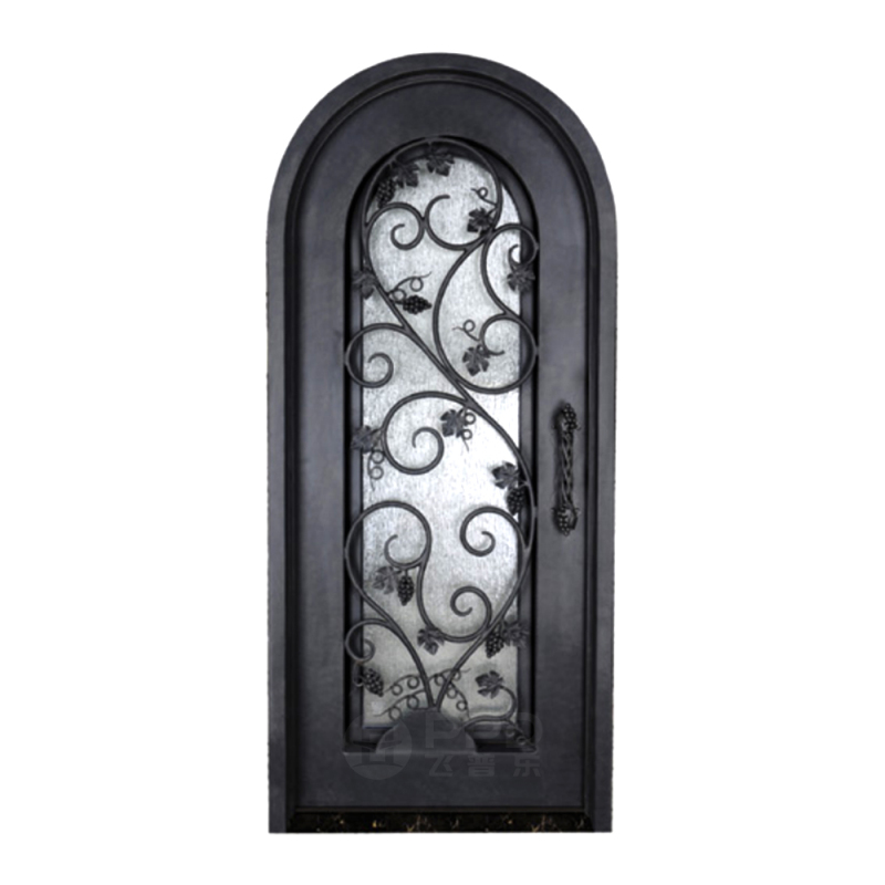 Most Popular Design Wrought Iron Doors with Double Glass Luxury Design Exterior Doors Security Doors