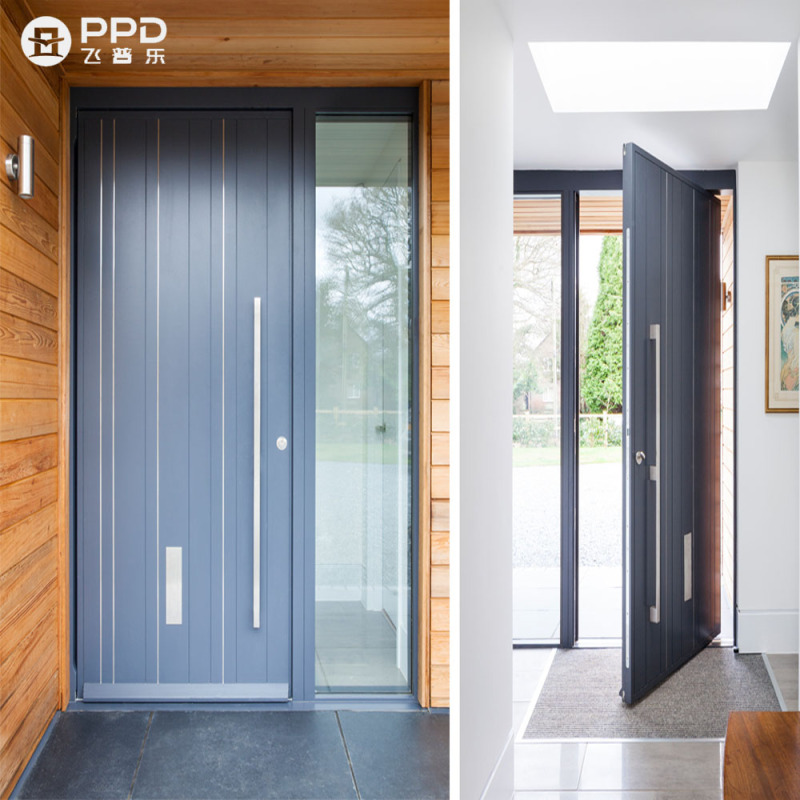 China top manufacturer custom high quality steel pivot external security doors for house metal front entry exterior door