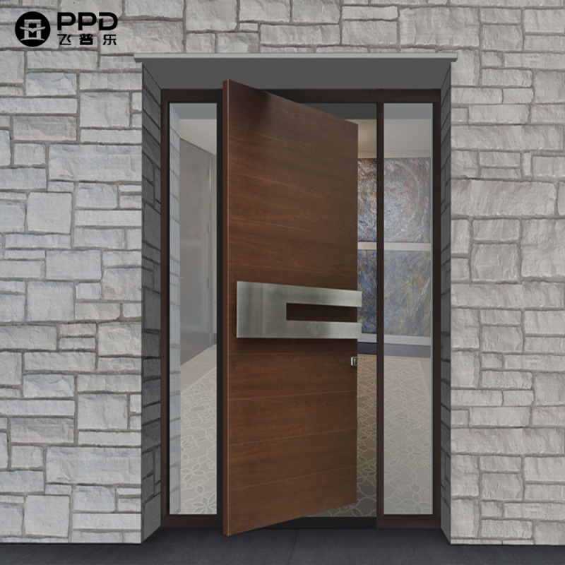 Wholesale Entry Modern Exterior Main Front Iron Double Entrance Security  Metal Iron Glass New Steel Modern aluminum Pivot Door