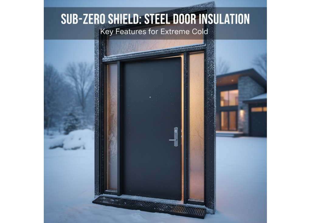 What are the essential insulation features for steel doors in sub-zero climates?
