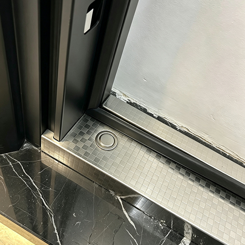 Traditional Embossed Panel Steel Single Entry Door, Dark Reddish Brown Wood Texture Security Door for Apartment Entrance