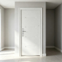 White Steel Door with Clean Flush Panel Surface Minimalist Style Modern Hardware for Residential Projects