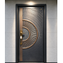 Cast Aluminum Exterior Door, Modern Luxury Villa Exterior Security Door with Carved Sunburst Pattern