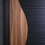 Russia Door Black Ribbed Steel Door with Wavy Light Timber Pattern for House Front Entry