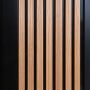 Russia Door Glossy Black Steel Door with Vertical Wood Slat Pattern for Villa Entrance