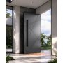 Modern Minimalist Pivot Exterior Steel Door with Geometric Line Pattern for Villa Entrance