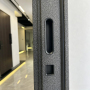 Russia Style Wood Grain Exterior Door, Modern Villa Outside Security Door with Geometric Metal Lines