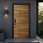 Russia Door with Natural Walnut Grain Steel Door for Modern House Entrance