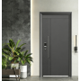 Charcoal Grey Sleek Plain Panel Security Door with Digital Lock for Upscale Residence Entry