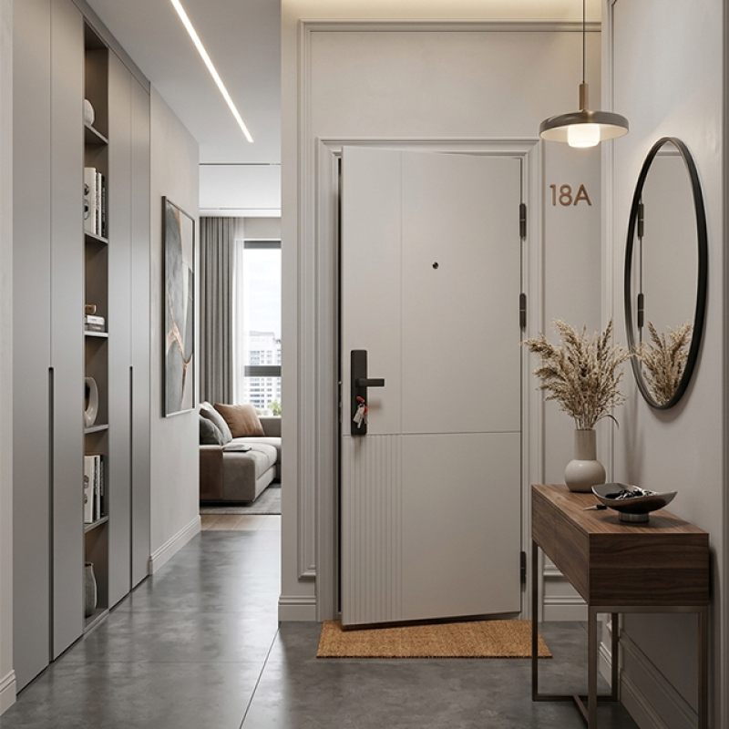 White Waterproof Durable Steel door design for extreme security steel entrance