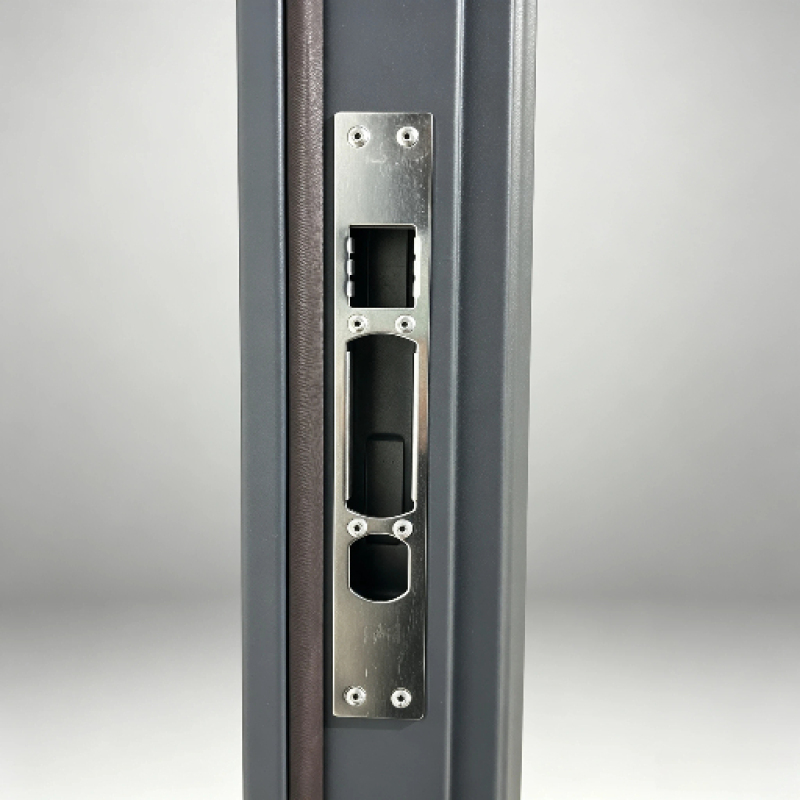 Security Door Modern Black Wood Grain Steel Entry Door Customized for Villa Residential Home