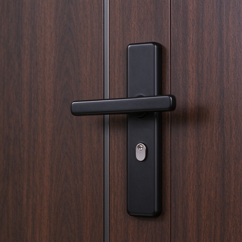 Steel Door of Dark Brown Wood Finish Steel Door for European Style Villa Building Entry