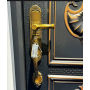 Cast Aluminum Exterior Door, Modern Luxury Villa Exterior Security Door with Carved Sunburst Pattern