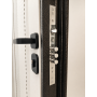 Russia Door Glossy Black Steel Door with Vertical Wood Slat Pattern for Villa Entrance