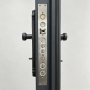 Modern Pivot Exterior Door, Black Exterior Villa Front Door with Gold Metal Decor Strips