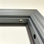 Wood Grain Steel Security Door, Stepped Block Relief Panel Rustic Villa Exterior Front Entry Door