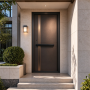 Weather Resistant with Dark Brown Matte Surface and Gold Vertical Stripes for Villa Main Entrance