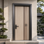 Two Tone Light Wood with Chinese Knot Pattern Wind Resistant Steel Security Door for Private Home Outdoor Use