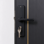 Security Door Modern Black Wood Grain Steel Entry Door Customized for Villa Residential Home