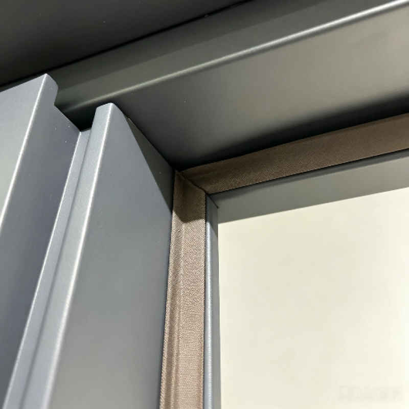 Modern Pivot Exterior Door, Black Exterior Villa Front Door with Gold Metal Decor Strips