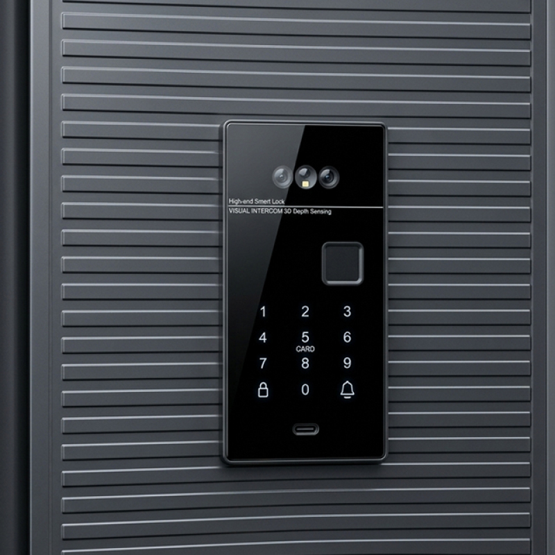 Grey Heavy duty door with smart lock cold rolled sheet steel door for high security industrial