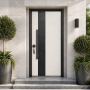 White Matte Steel Security Door with Multi Lock for Residential Villa Project