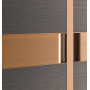 Modern Pivot Exterior Door, Black Exterior Villa Front Door with Gold Metal Decor Strips