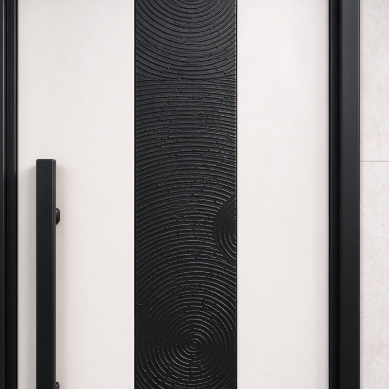 White Matte Steel Security Door with Multi Lock for Residential Villa Project