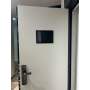 Modern Black Steel Security Entrance Door with Minimalist Flat Panel and Vertical Pull Handle Custom Size Metal Front Door
