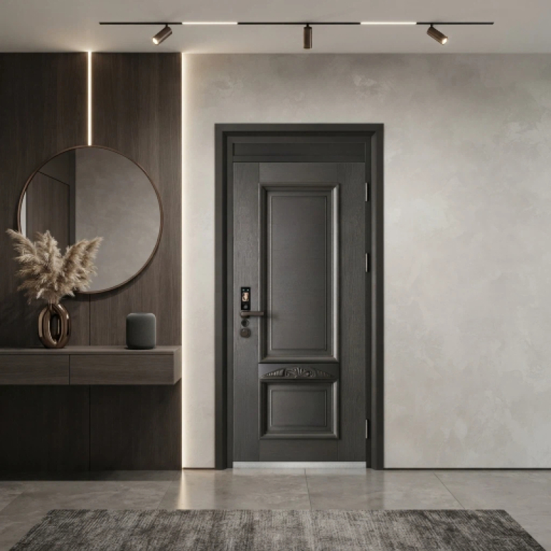 Modern Smart Steel Security Door with Minimalist Design Contemporary Hardware Exterior Entrance Door