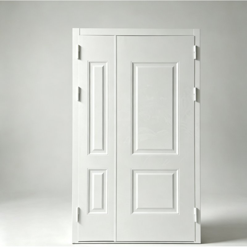 White Classic Raised Panel Mother Son Interior Door With Hinges For House Renovation