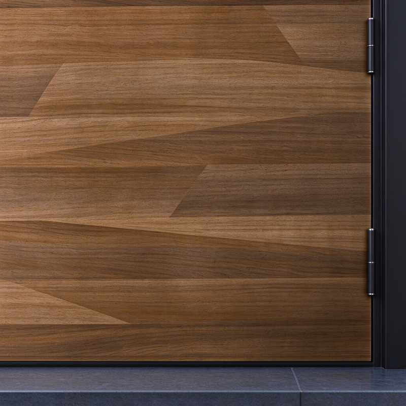 Russia Door with Natural Walnut Grain Steel Door for Modern House Entrance