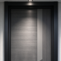 Russia Door with Grey Wood Grain Geometric Panel Heat Insulation for Minimalist Villa Entryway