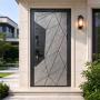 Russia Door with Grey Stone Texture and Geometric Lines High Security for Villa Main Entry