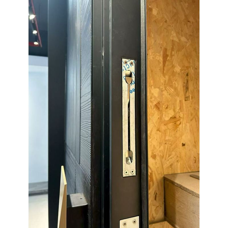 Modern Wood Grain Steel Exterior Security Villa Door With Smart Fingerprint Lock