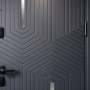 Russia Door of Matte Dark Grey Groove Design Steel Door for Modern Building Entry 
