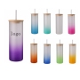 CUPPARK Factory Glass Water Bottle with Straw Bamboo Lid Travel Custom Logo Printing Changing Color Bottle