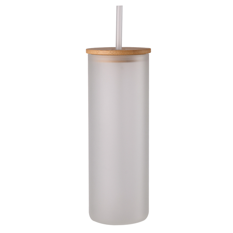 CUPPARK Factory Glass Water Bottle with Straw Bamboo Lid Travel Custom Logo Printing Changing Color Bottle