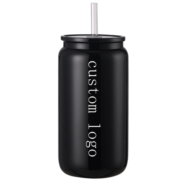 New Style16oz Glass Can Sublimation Black Juicy Painting Soda Glass Jar Sublimation Blanks Black Milk Beer Cup