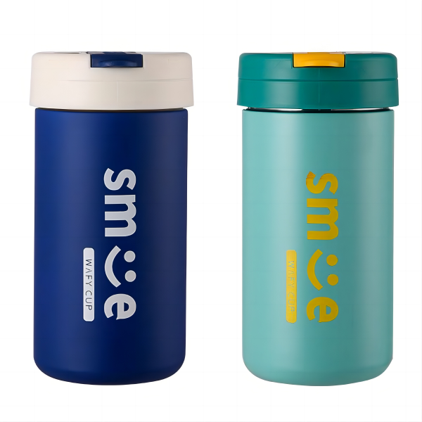 CUPPARK 510ml Student Couple Boys Girls Portable Outdoor Travel Smile Straw Stainless Steel Drinking Water Cup