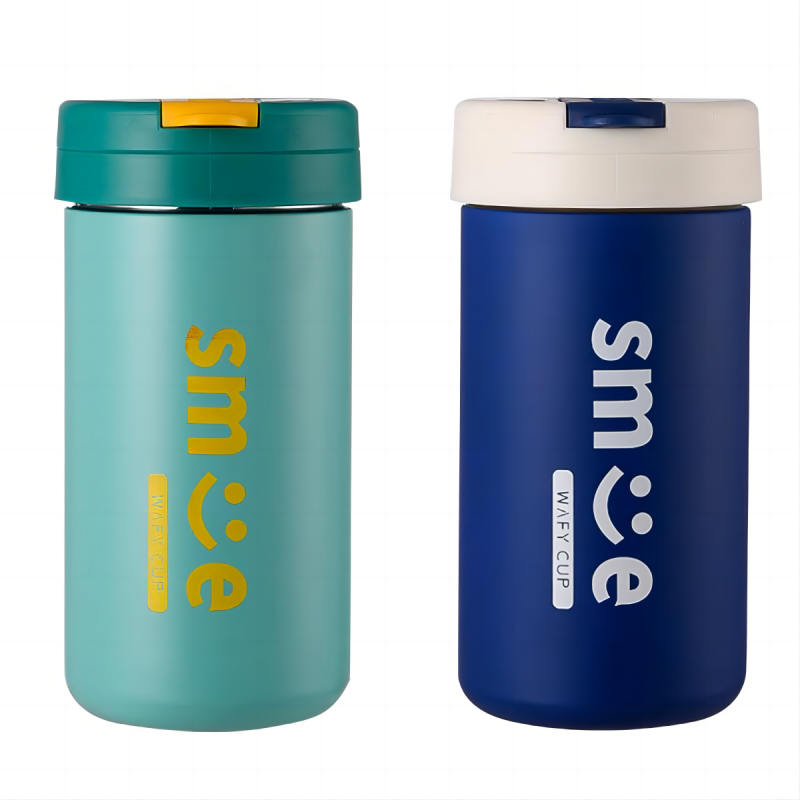 CUPPARK 510ml Student Couple Boys Girls Portable Outdoor Travel Smile Straw Stainless Steel Drinking Water Cup