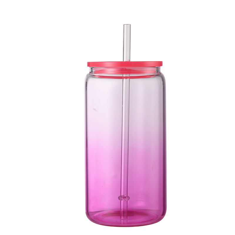 CUPPARK 16oz Gradient Jelly Glasses Glass Can With Colorful Lids for UV DTF Wraps
