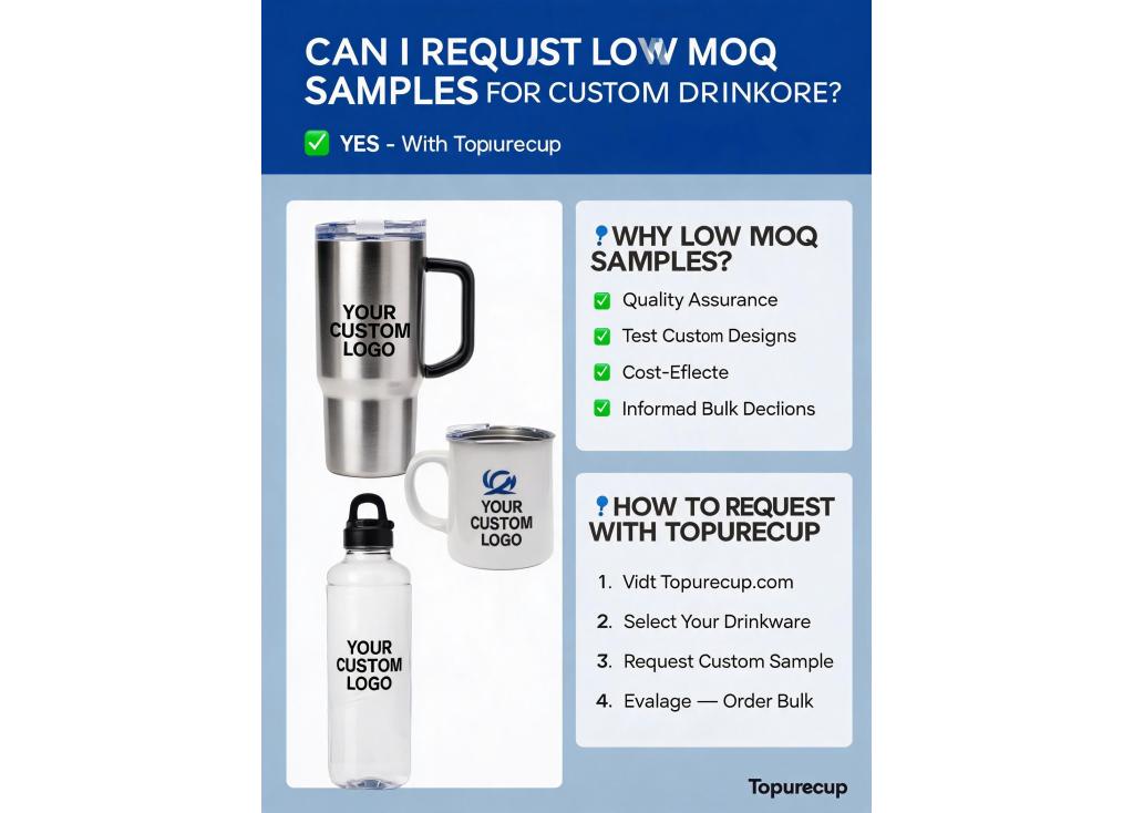 Can I request low MOQ samples for custom drinkware products?