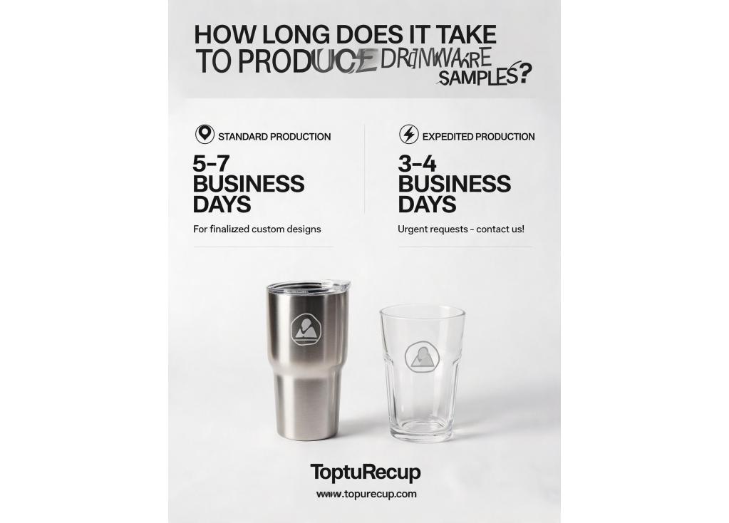 How long does it take to produce samples for drinkware orders?