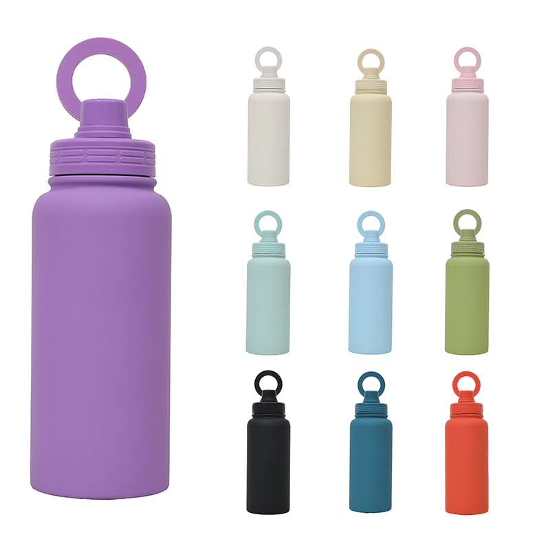New Large Capacity 1L Straw Insulated Bottle Phone Magnetic Bracket One Bottle Two Lids Outdoor Sports Water Bottle