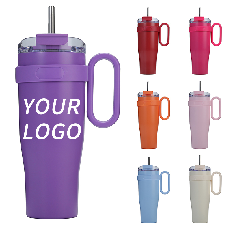 Vacuum Insulated Water Bottle Cups Double Wall Travel Coffee Mug 40oz Stainless Steel Tumbler with Straw and Lid