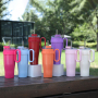 Vacuum Insulated Water Bottle Cups Double Wall Travel Coffee Mug 40oz Stainless Steel Tumbler with Straw and Lid