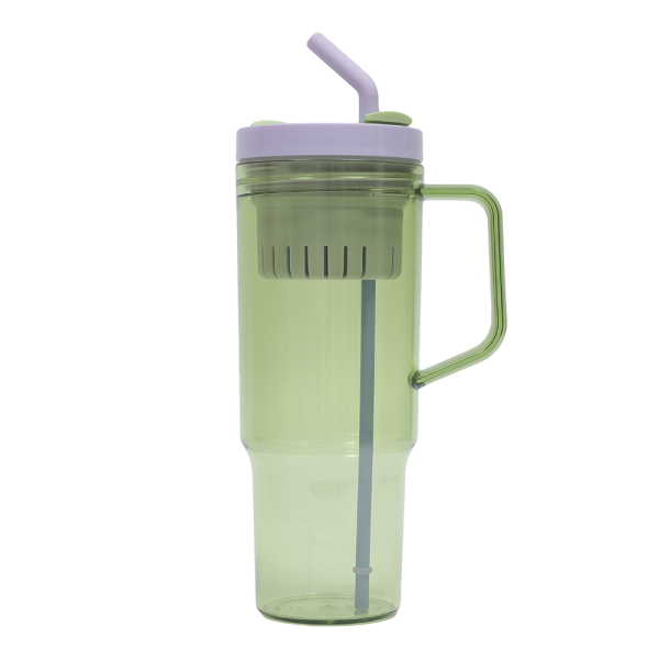 40oz BPA-Free Plastic Tumbler Car Mug Handle Straw Lid Double Wall Infuser Custom Logo Drink Water Bottle