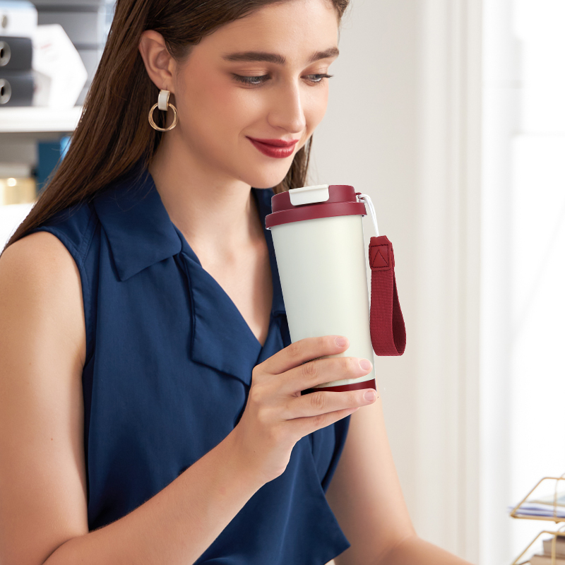 Stainless Steel Tumbler Hot And Cold Insulated Travel Mugs Ceramic Coffee Cup Travel Coffee Mugs With Lid On-the-Go Coffee